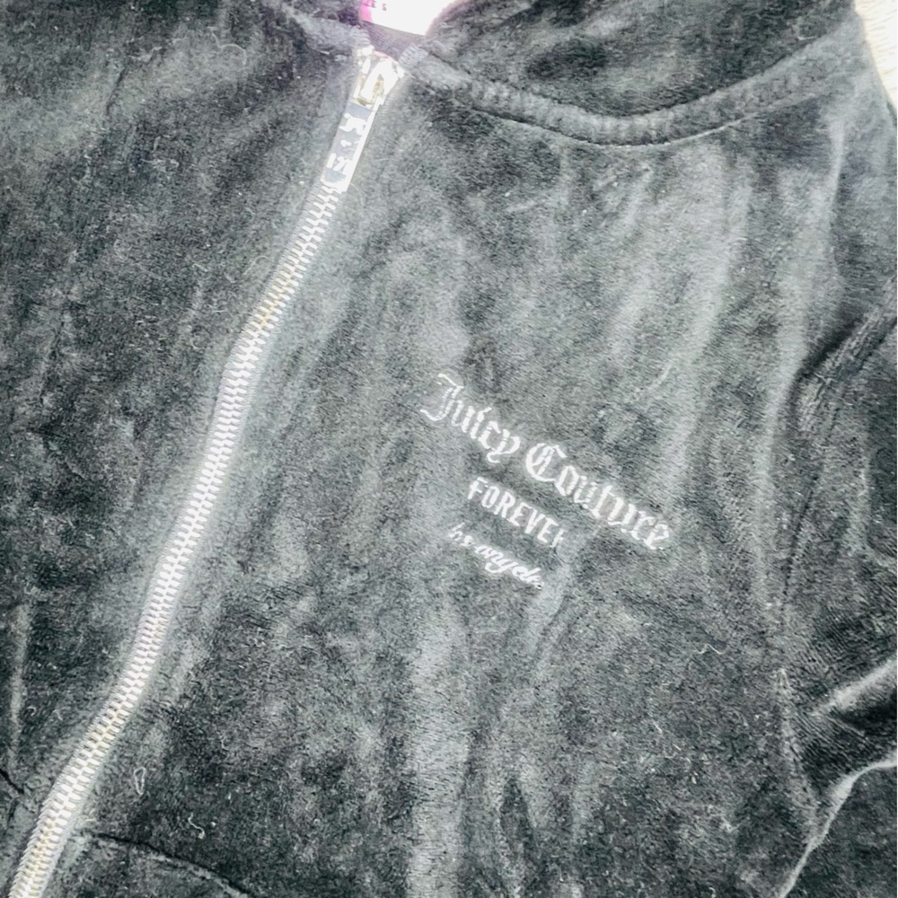Juicy couture forever 21 black cropped velour track suit long sleeve sweater sm - Picture 5 of 7